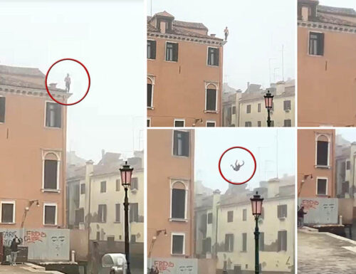 Pazzia pura a Venezia, si tuffa nel canale dal tetto di un palazzo a 3 piani: la genaliata social indigna Zaia e Brugnaro (Video)