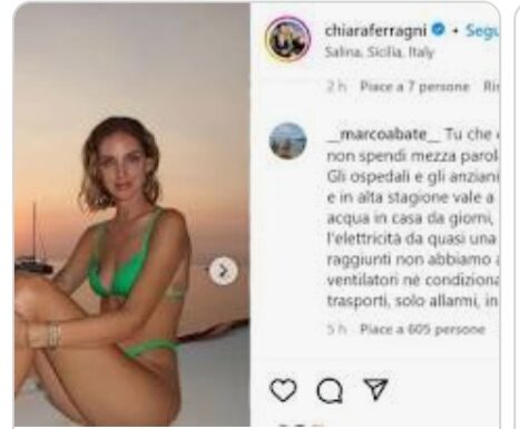 Chiara Ferragni in Sicilia se la tira tra selfie in bella posa sullo yacht senza dire nulla sull’isola che brucia. Il web: “Vergognati”